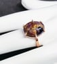 Large Amethyst Rose Gold Plated Silver Ring Size P-Q With Copper Inclusions - Image 2