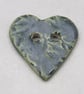 Medium Forest Green Leaf Sprig Texture Heart Shaped Ceramic Button - Image 1