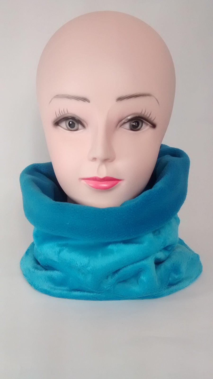 ADULT STARS,TURQUOISE TUBE NECK WARMER SCARF THERMAL DOUBLE LAYERED FLEECE