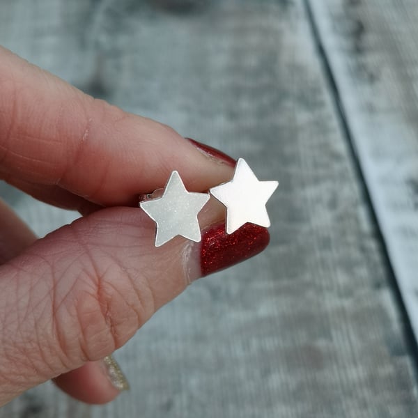 Sterling Silver Smooth Polished 10mm Star Stud Earrings 