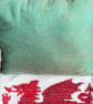 Handmade Crochet & Cross-Stitch Welsh Flag Cushion with Inner Pad. - Image 2