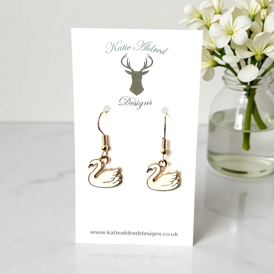 Charm Earrings - White Swan