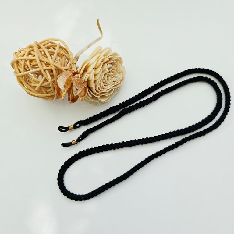 Black Cotton Glasses Cord, crochet braid eyewear chain
