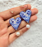 Delft Swan Heart Pearl Drop Earrings - Image 5