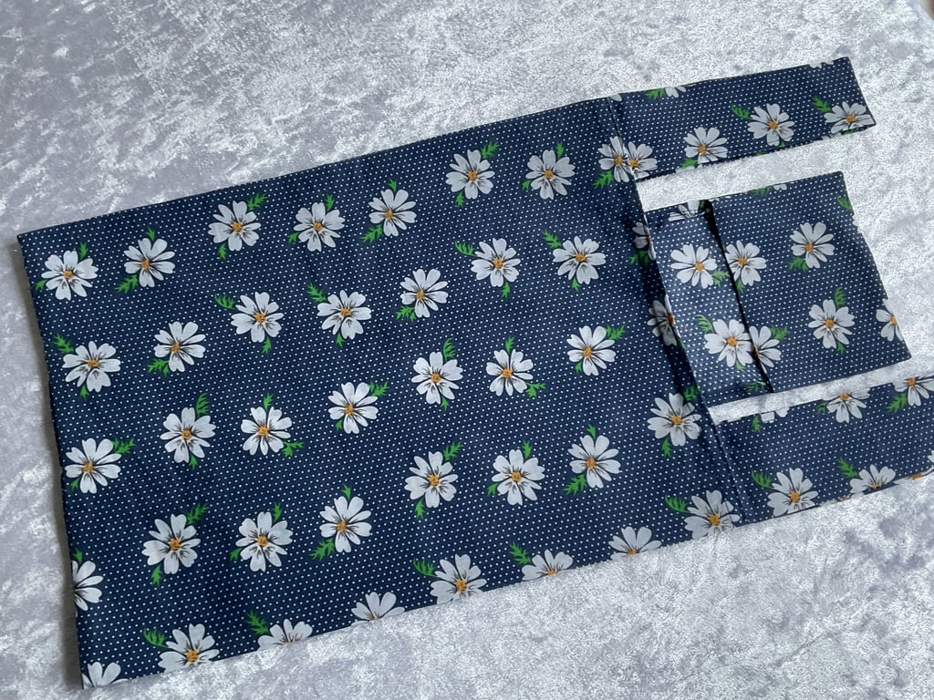 ECO COTTON FOLD AWAY POCKET SHOPPING BAG REUSABLE GIFT in NAVY FLORAL