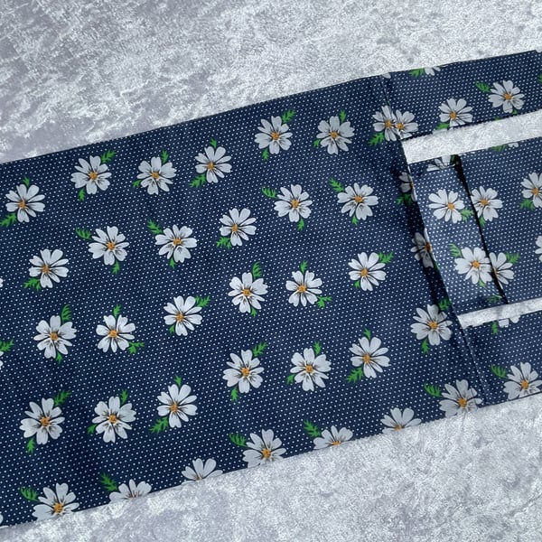 ECO COTTON FOLD AWAY POCKET SHOPPING BAG REUSABLE GIFT in NAVY FLORAL