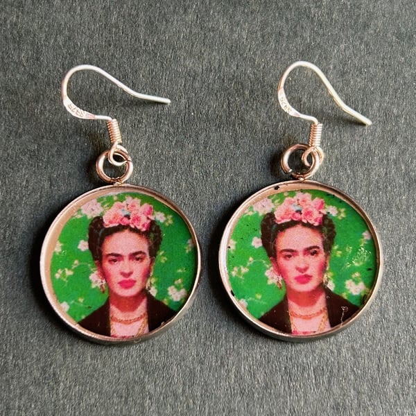 Frida Kahlo Handmade Sterling Silver Earrings