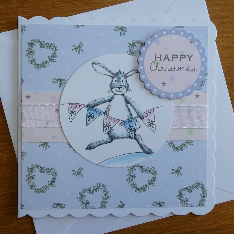 Christmas Card - Bunny with Bunting