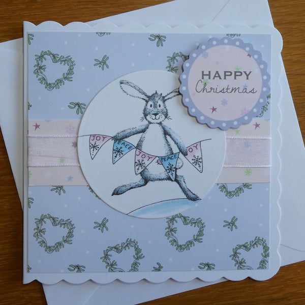 Christmas Card - Bunny with Bunting