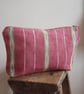 Raspberry and green striped zip up pouch - Image 1