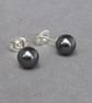 Black Swarovski Pearl Stud Earrings - Simple Everyday Dark Grey Studs - Gifts - Image 1