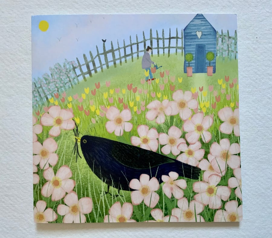 Nest Building, blank greetings card