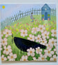 Nest Building, blank greetings card. 