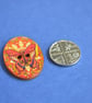Wooden Oval Butterfly Buttons Colourful Kaleidoscope Red Orange 6pk 30x22mm (OB5 - Image 2