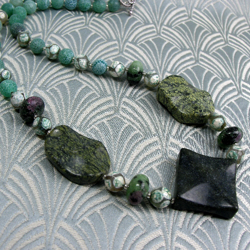Green Jade Necklace, Green Necklace, Jade Handmade Necklace CC24