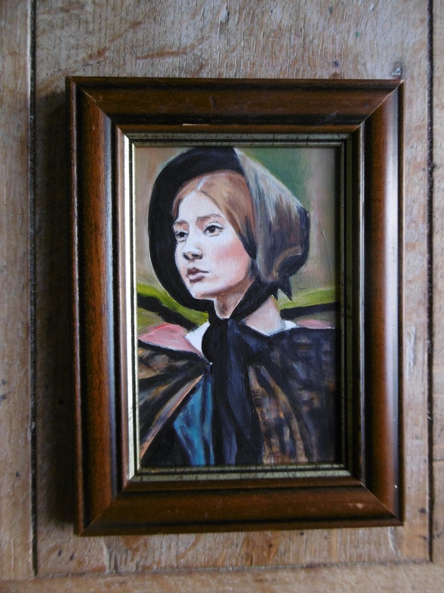 Small original oil painting of Jane Eyre