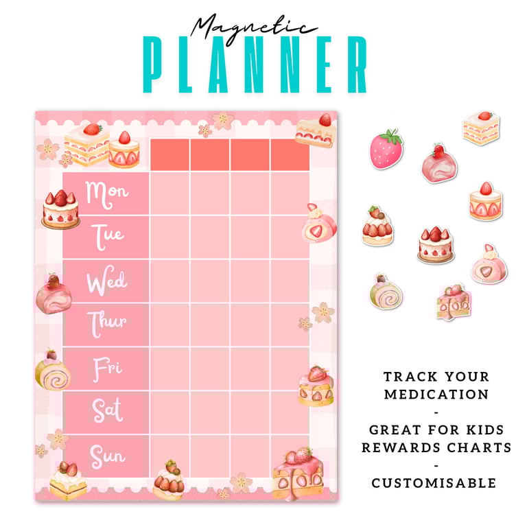Strawberry Shortcake Magnetic Habit Tracker Medication Tracking Chart 