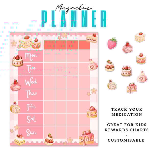 Strawberry Shortcake Magnetic Habit Tracker Medication Tracking Chart 