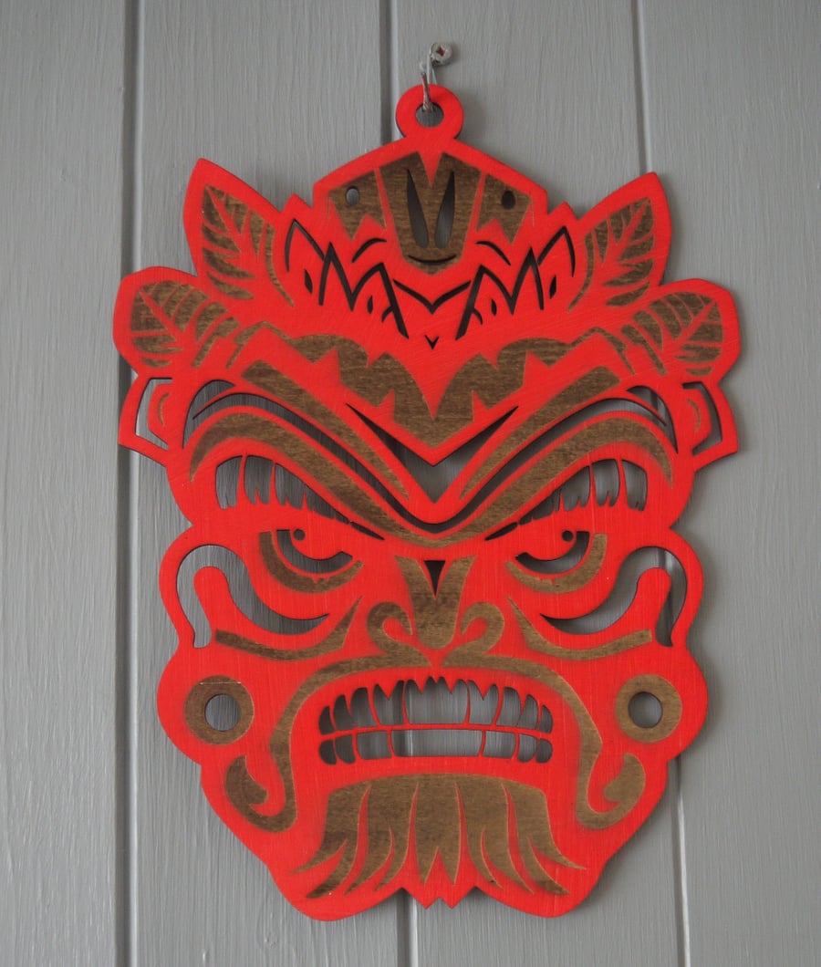 tiki mask hanging wall art 