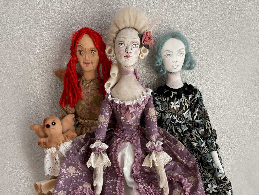 MOLLY simple cloth art doll pattern and tutorial with button joints