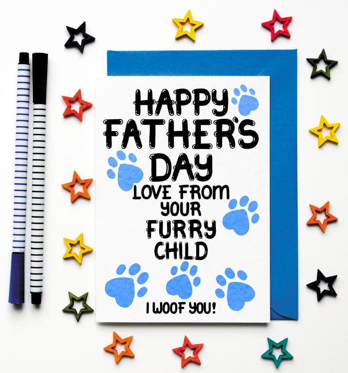 Fathers Day Card From The Dog, Father's Day From Your Furry Child For A Dog Dad