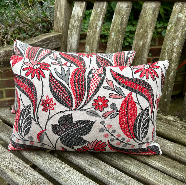 Reclaimed floral cushion cover mid century red ... - Folksy