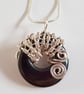Hematite Wire Wrapped Pendant Necklace - Silver Wirework Gemstone