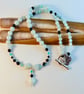 Amazonite Hearts Necklace With Black Swarovski Crystals - Handmade In Devon - Image 6