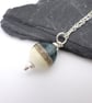 grey and ivory lampwork glass pendant necklace - Image 1