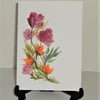 hand painted floral greetings card ( ref F 766)