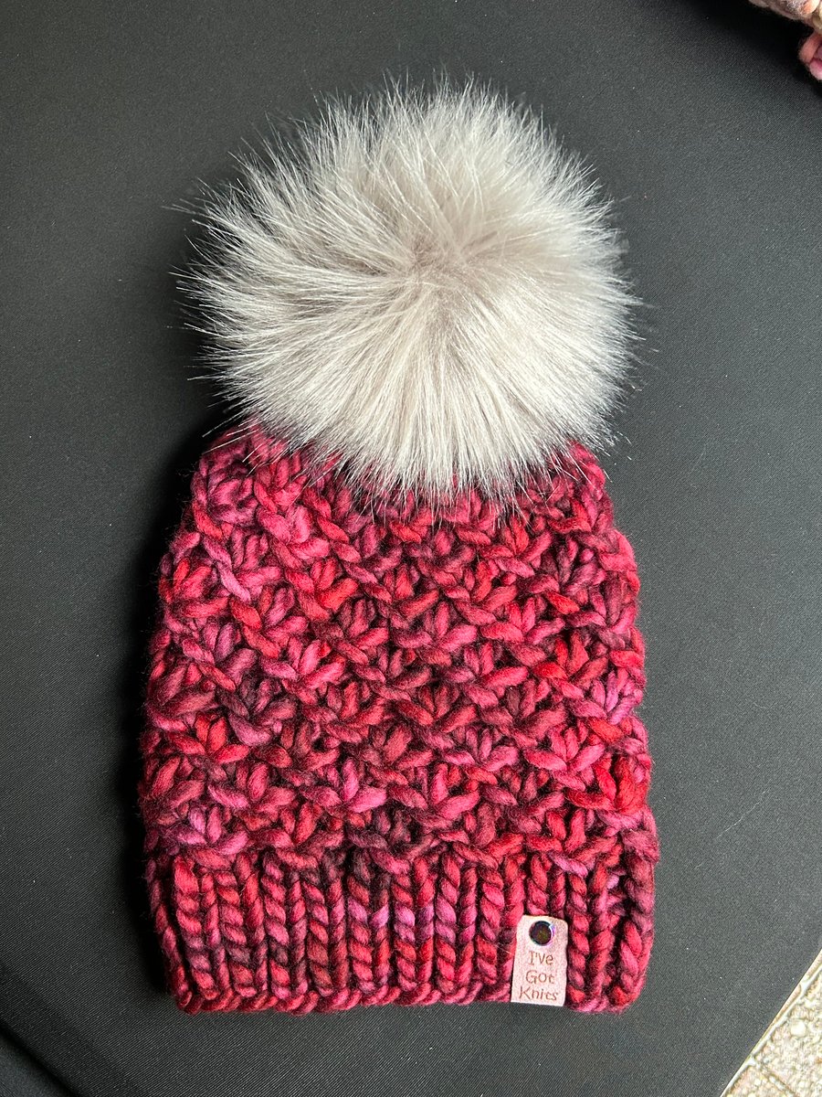 Merino wool, super chunky hat with Pom Pom