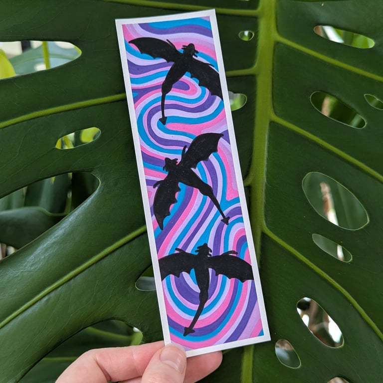 Handmade Pink and Blue Swirl Dragon Bookmark
