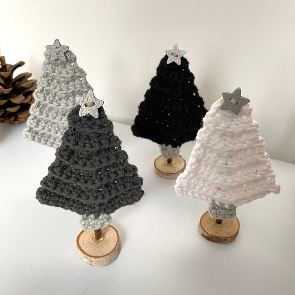 Mini Christmas Trees on Stand in Modern Monochrome Colours 
