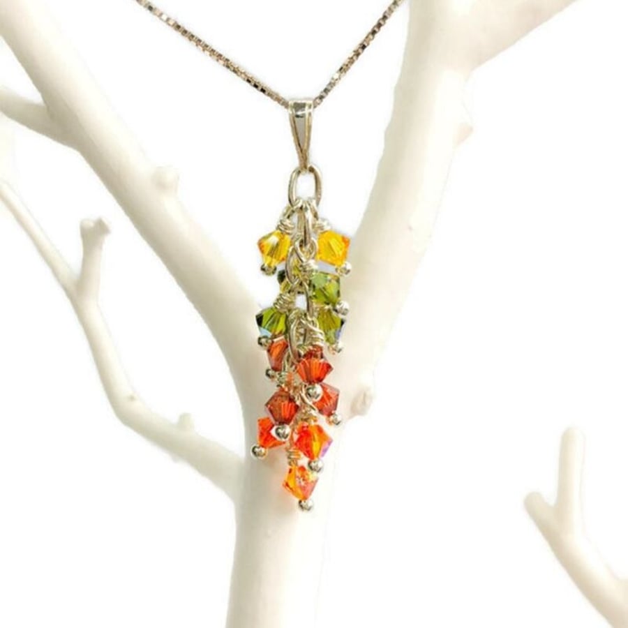 Swarovski® crystal embellished autumn dangle pendant and chain