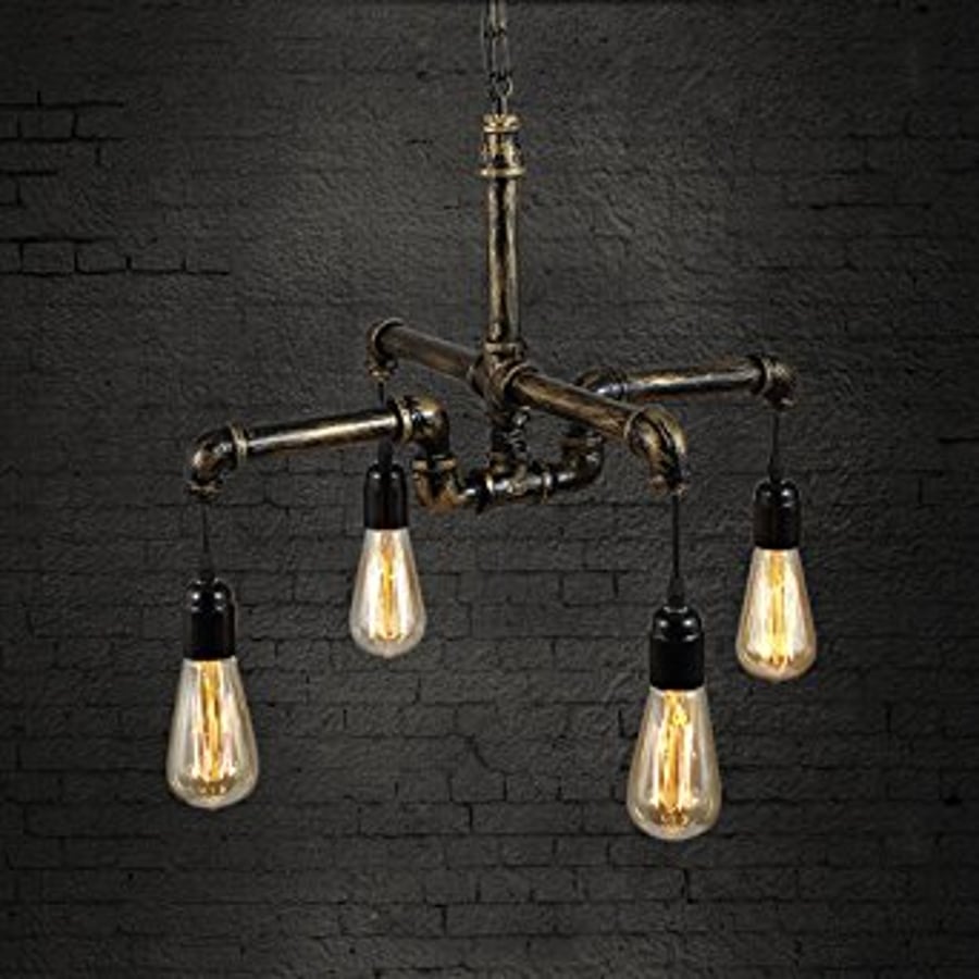 Pendant Light Industrial Vintage Metal Pipe Pendant Loft Style Ceiling Lamp 
