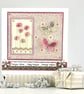 Large Handmade birthday card - alliums butterflies - beaded and textiles - Image 2