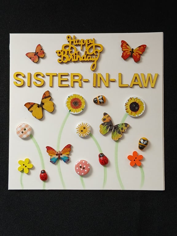 Handmade, sister-in-law birthday card 