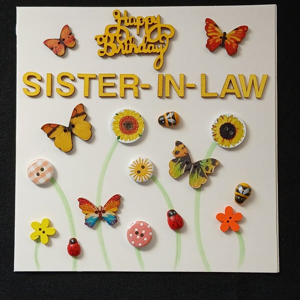 Handmade, sister-in-law birthday card 