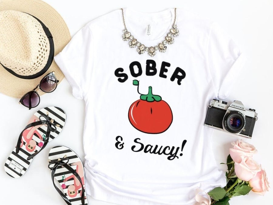 Sober & Saucy Sober t-shirt sobriety gift, AA gift Sober shirt for women