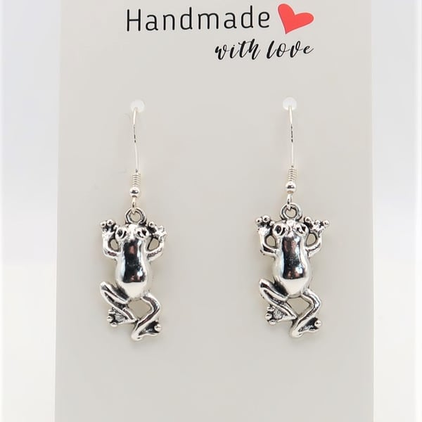 Gorgeous Frog Earrings on Sterling Silver ear Wires.