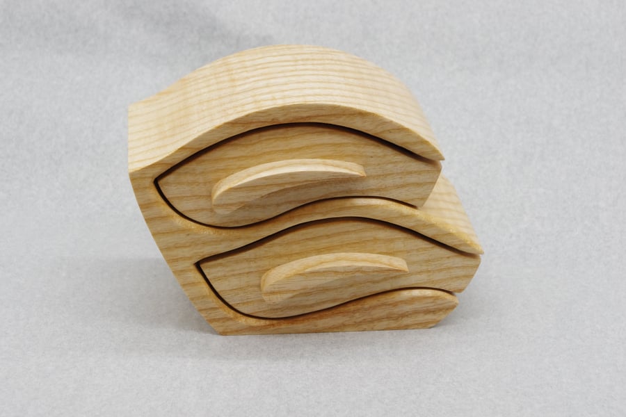 Handmade Wooden Trinket, Jewel Box. Scottish Ash.