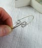 Sterling Silver Bangle with Fold Over Front and Back. Fits Size Small 19cm  - Image 7