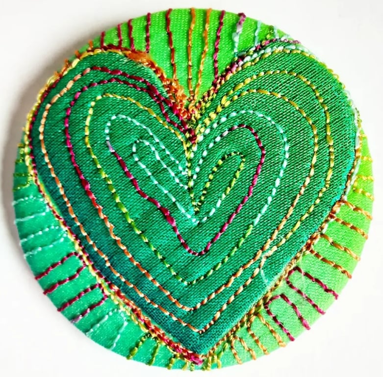 Badge 45mm Multicoloured Heart Textile Badge 