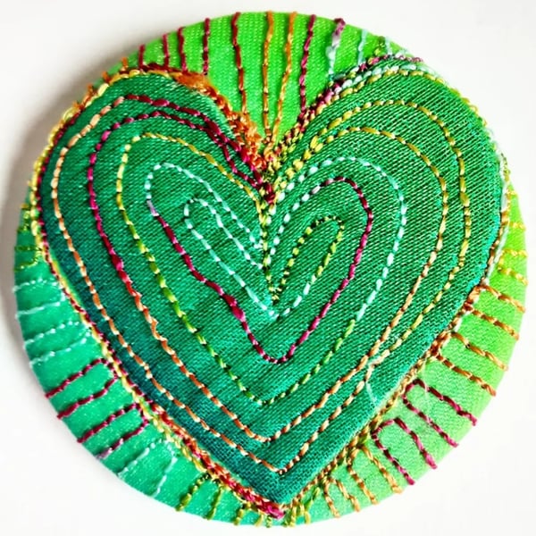 Badge 45mm Multicoloured Heart Textile Badge 