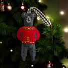 Felt Christmas Decoration Bear in a  red sweater 