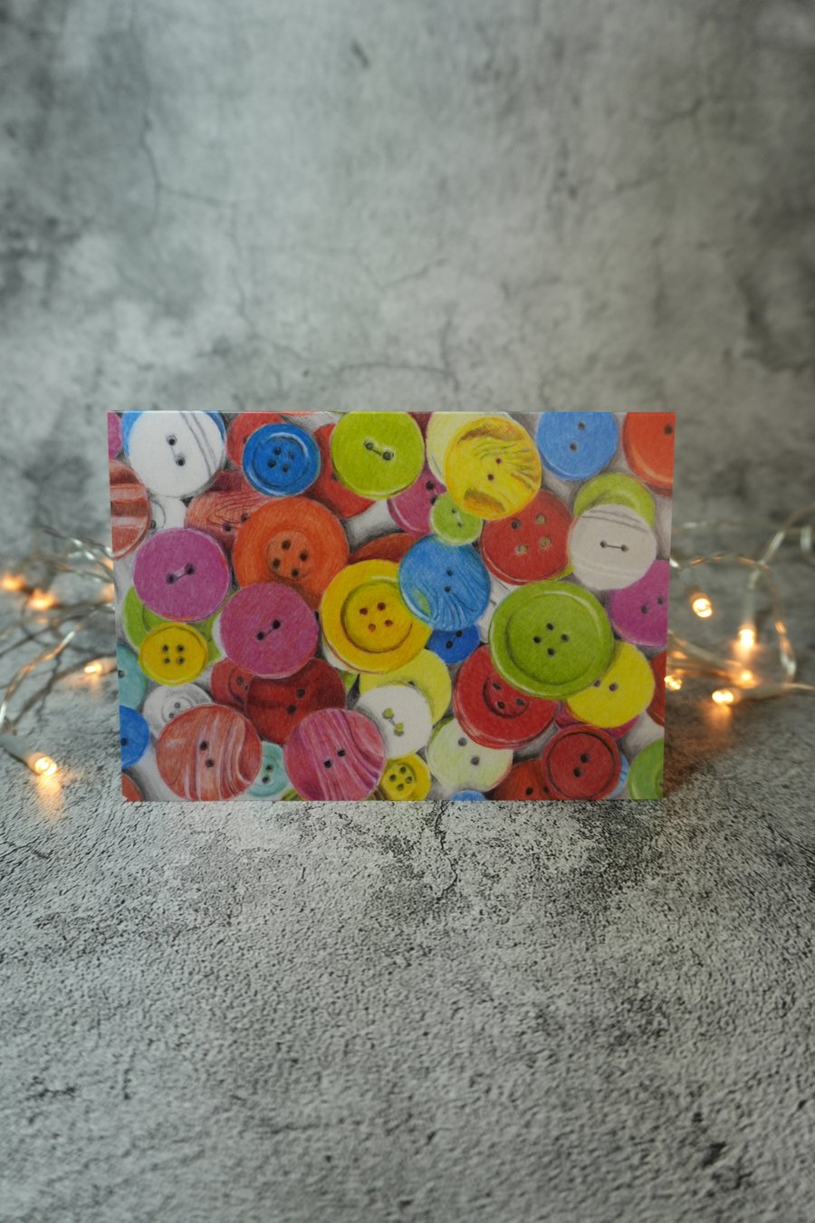 Nana's Button Box Blank Greetings Card Printed from Original Art