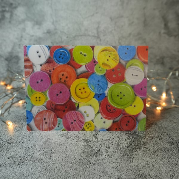 Nana's Button Box Blank Greetings Card Printed from Original Art