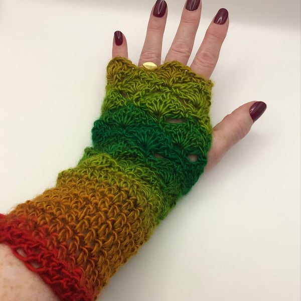 Boho Fingerless Gloves Wrist Warmers Texting Gloves 