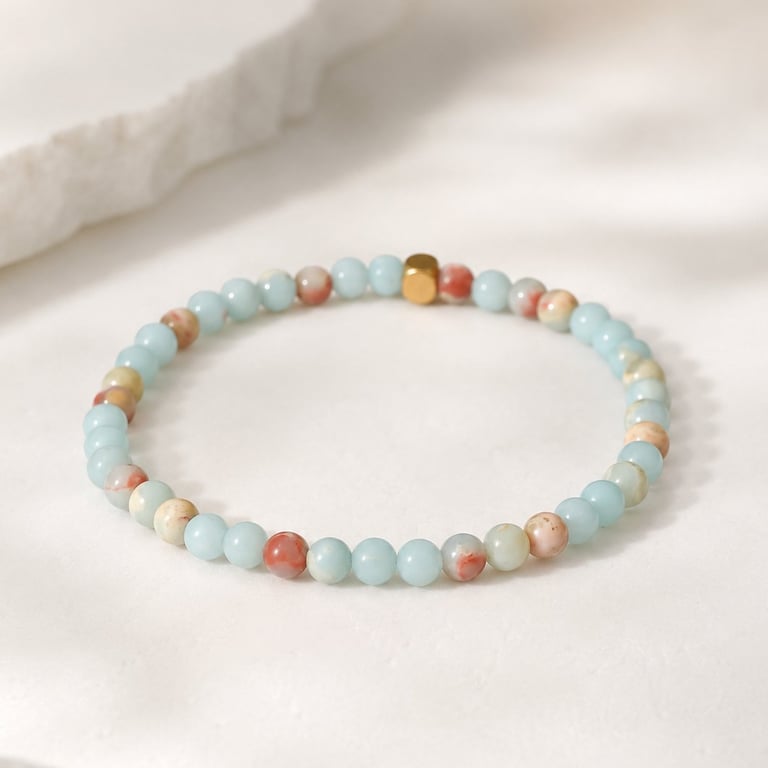 Shoushan Jasper Bracelet - 4mm Gemstone - Minimalist Jewellery
