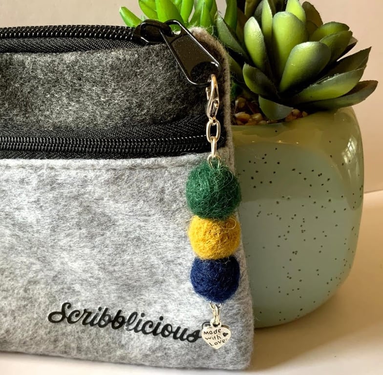 Felted wool ball purse charm